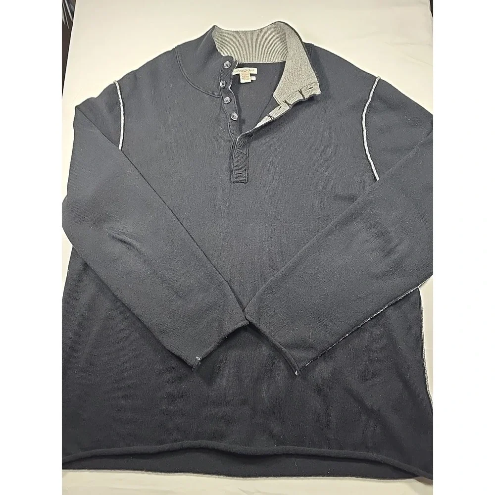 Carbon2Cobalt Cotton Cashmere Sweater Black Luxury Men's 2XL‎